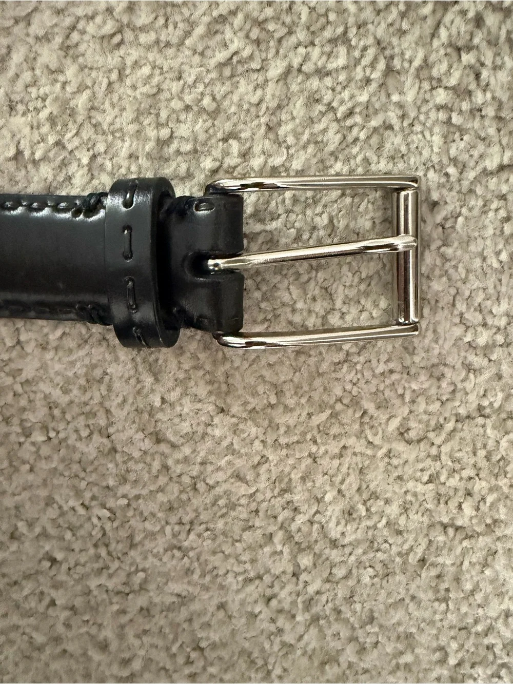 NWOT Johnston & Murphy Leather Belt in Black, Men’s Size 38, Shiny Silver Buckle